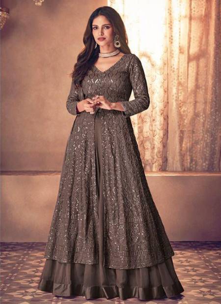 Brown Colour Sayuri Noor Platinum 123 Heavy Georgette Festive Wear Designer Salwar Kameez 123-B
